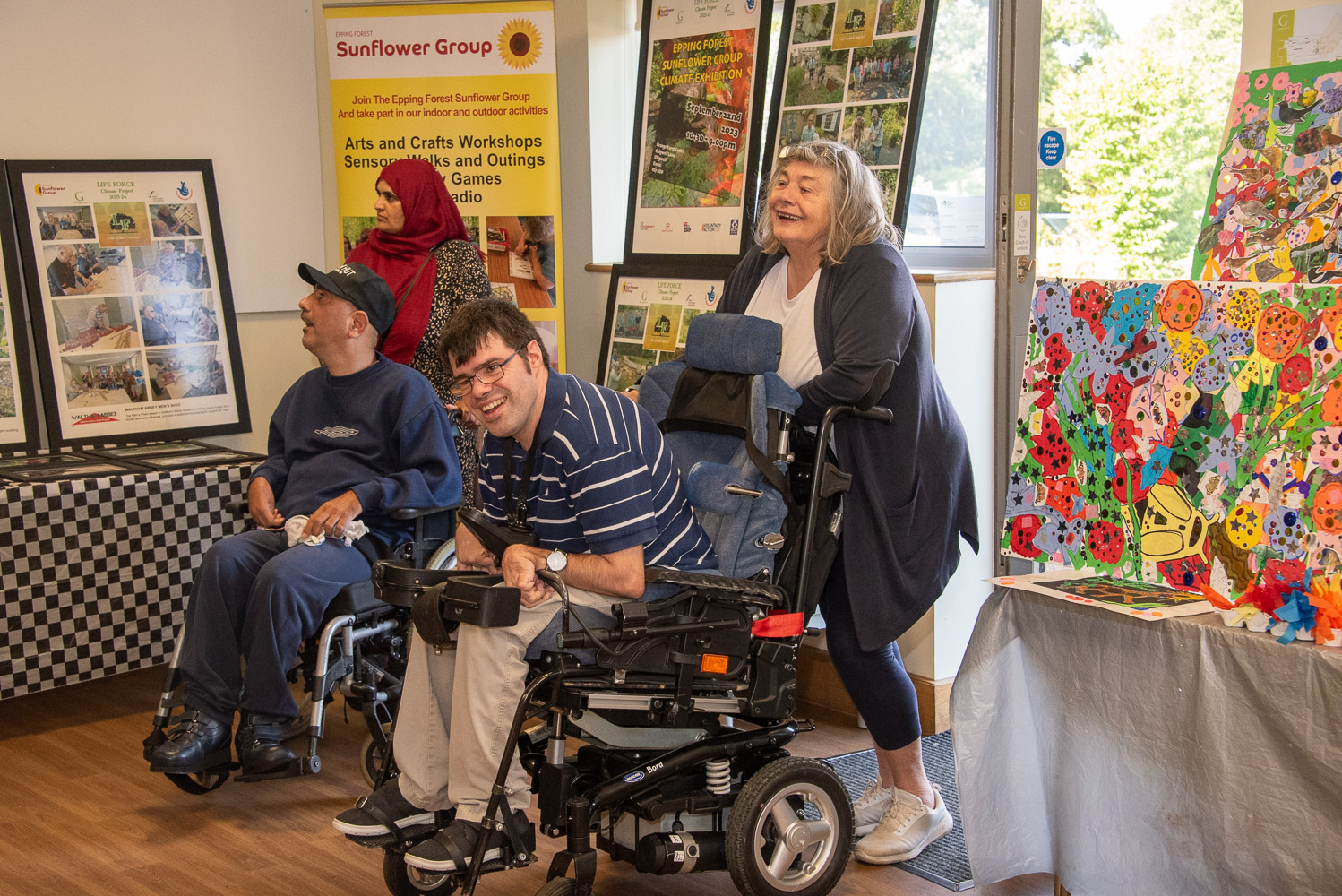 Ian and Linda at Sunflower exhibition, Grange Farm